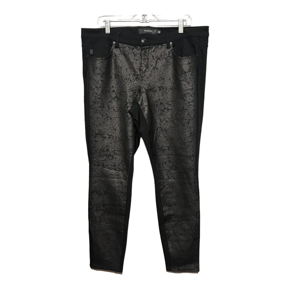 Torrid Slim-Fit Crackled Faux Leather Knit Pants Black Mid-Rise Plus-Size 16